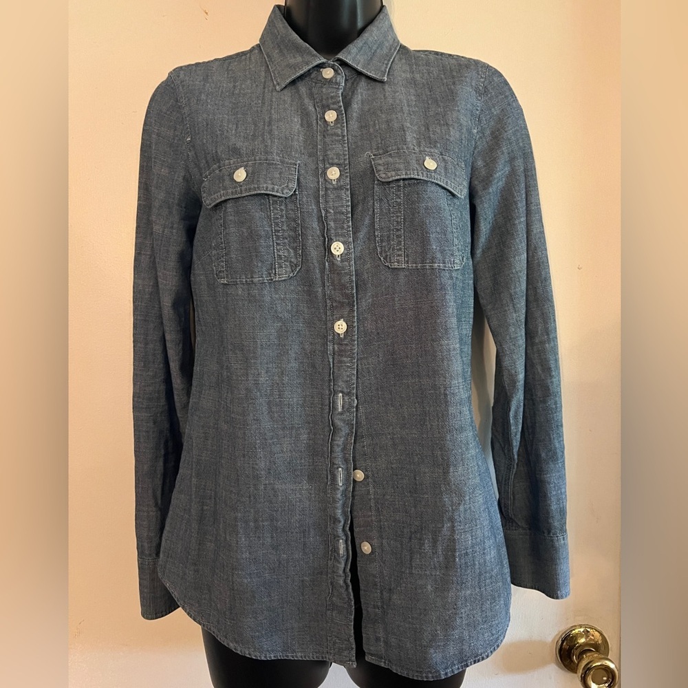 J.Crew Denim Blue Long Sleeve Button-Down Shirt – Women’s XXS